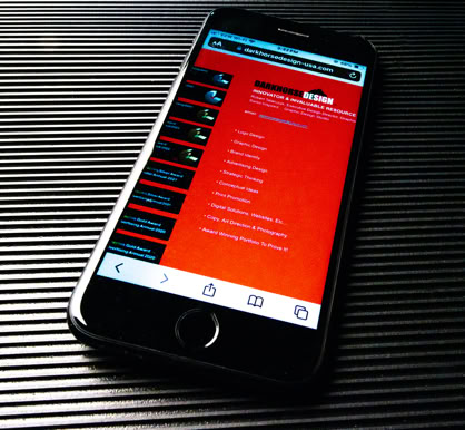Darkhorse Design's website as seen on an iPhone